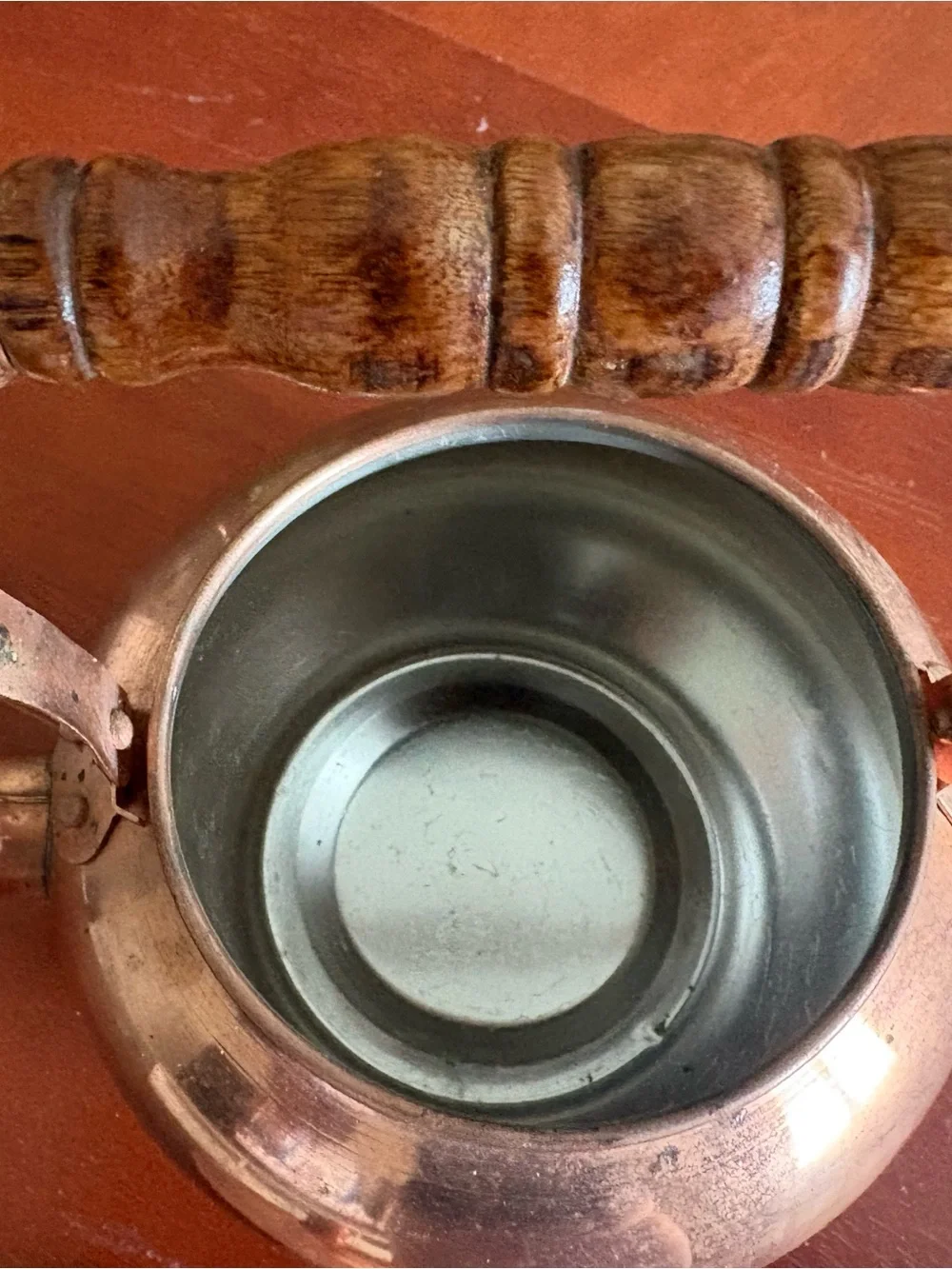 Copper Teapot with Wooden Handle and Knob